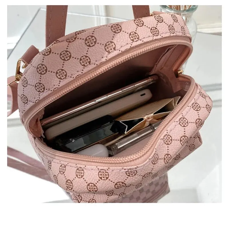 Ladies Handbag 1pcs Solid Colour Single Shoulder PU Ladies Handbag Cute Crossbody Cat Pattern Women Bag
