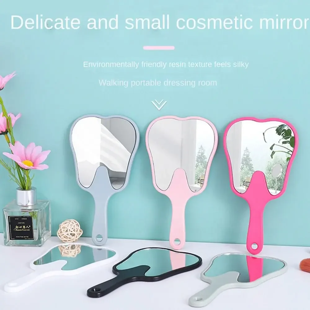 Universal Tooth Shaped Handheld Mirror PVC High Definition Makeup Mirror Dental Mirrors Gift
