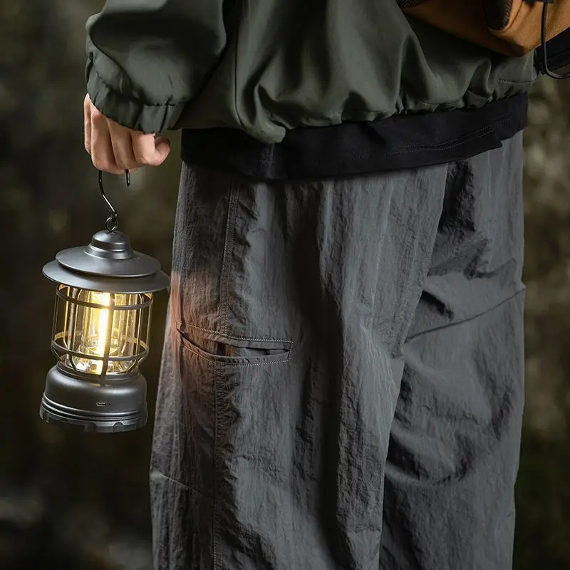 Autumn Cargo Pants Men 100% Nylon Safari Style Solid Double Side Pockets Men Pants Outdoors Tourism Clothes wide leg pants fashion pants fashionable wide leg pants
