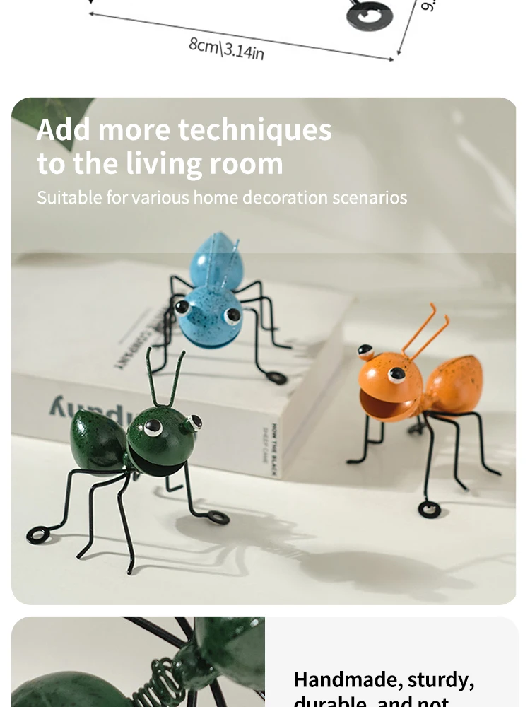 Description Picture 6 of itemMetal Ants Garden Decoration, Fence Lawn Bedroom Living Room Hanging Wall Decoration, 3D Sculpture Ants Art Decoration Ornament