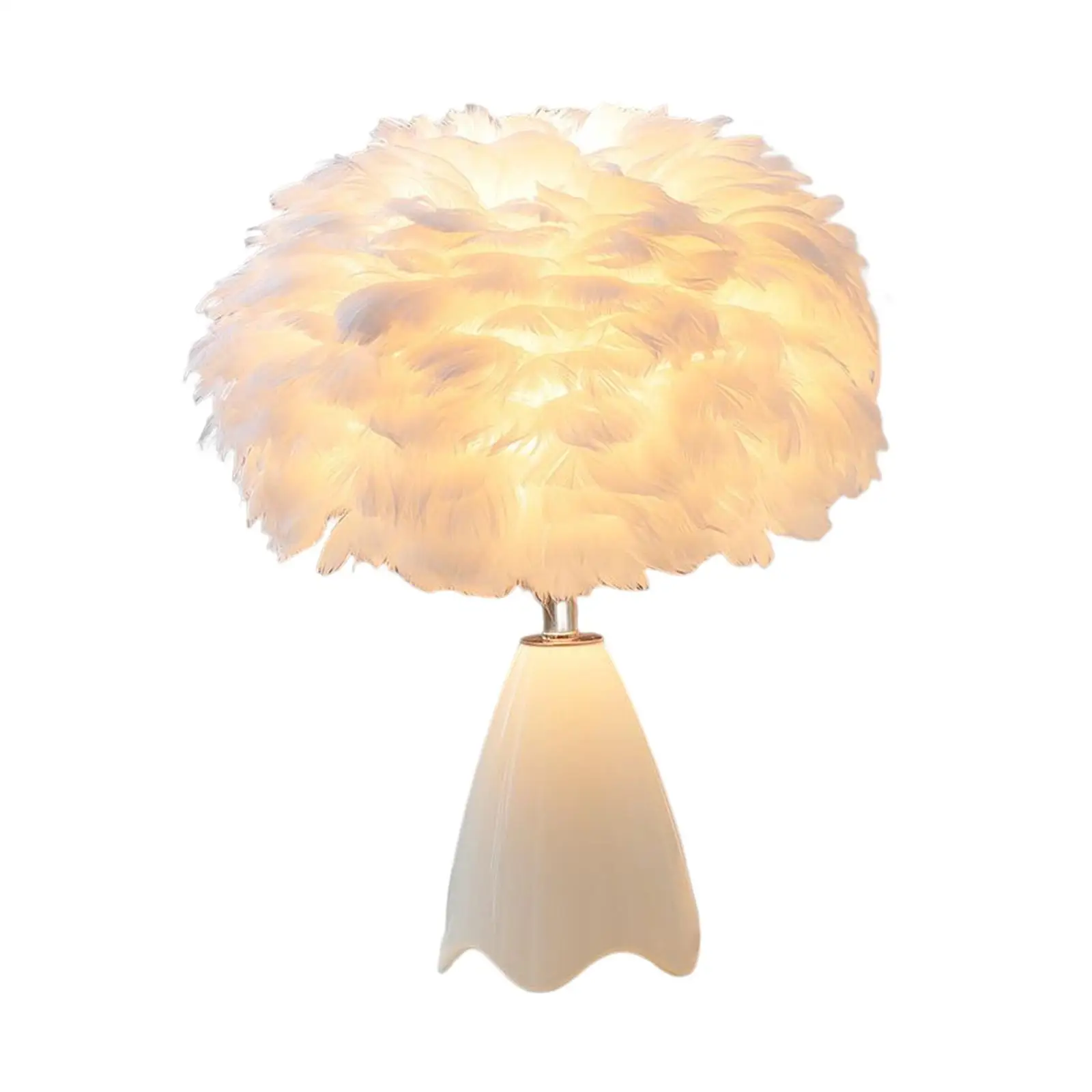 Feather Shade Table Lamp Night Light NightStand Lamp for Bedside Decoration