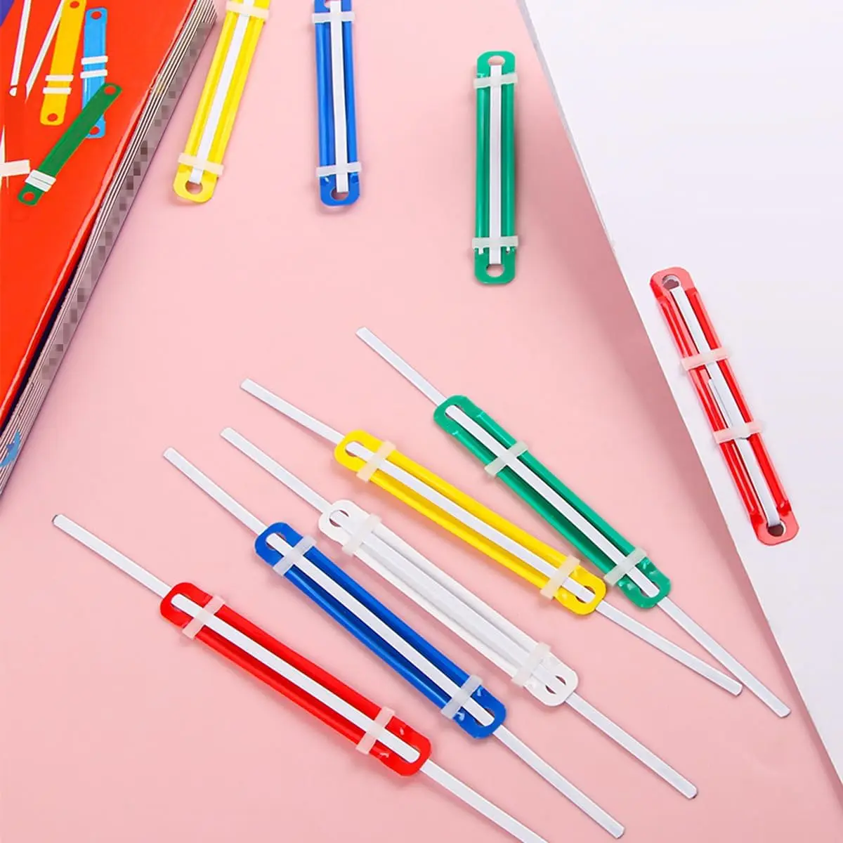 50sets binding clips, paper organizer binders, file color plastic paper fasteners suitable for office and home use - 4