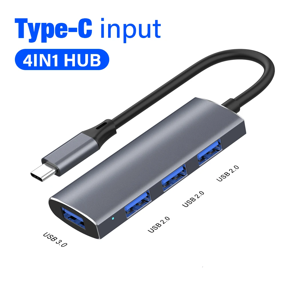 Ultra High-Speed 4-Port USB 3.0 Hub with Type-C Splitter