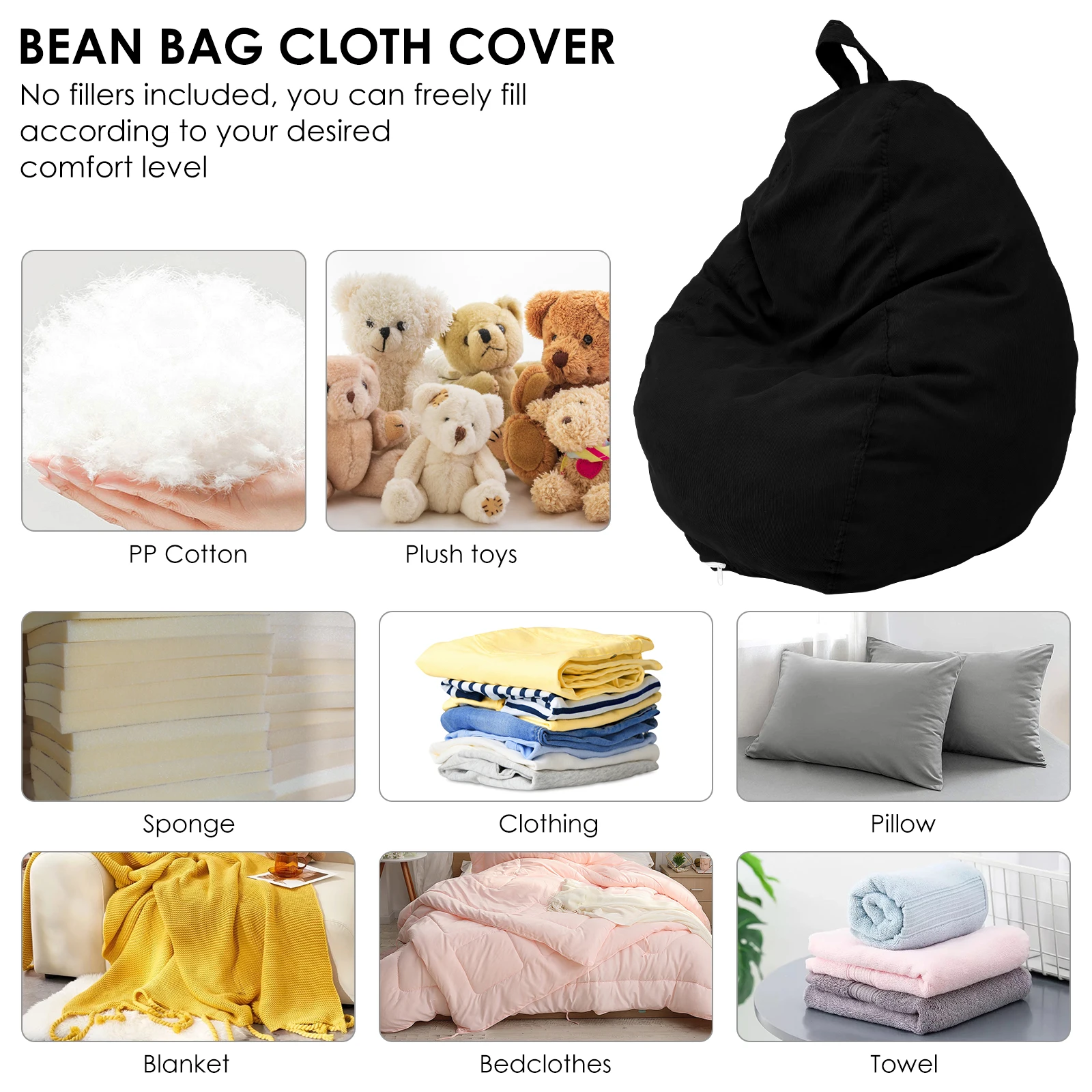 Soft Corduroy Bean Bag Chair Cover for Living Room Decor