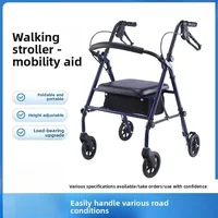 Chariot de marche classique et pratique avec roues, pouvant être poussé et utilisé comme fauteuil roulant pour personnes âgées, avec freins, cadre d'aide à la marche 1
