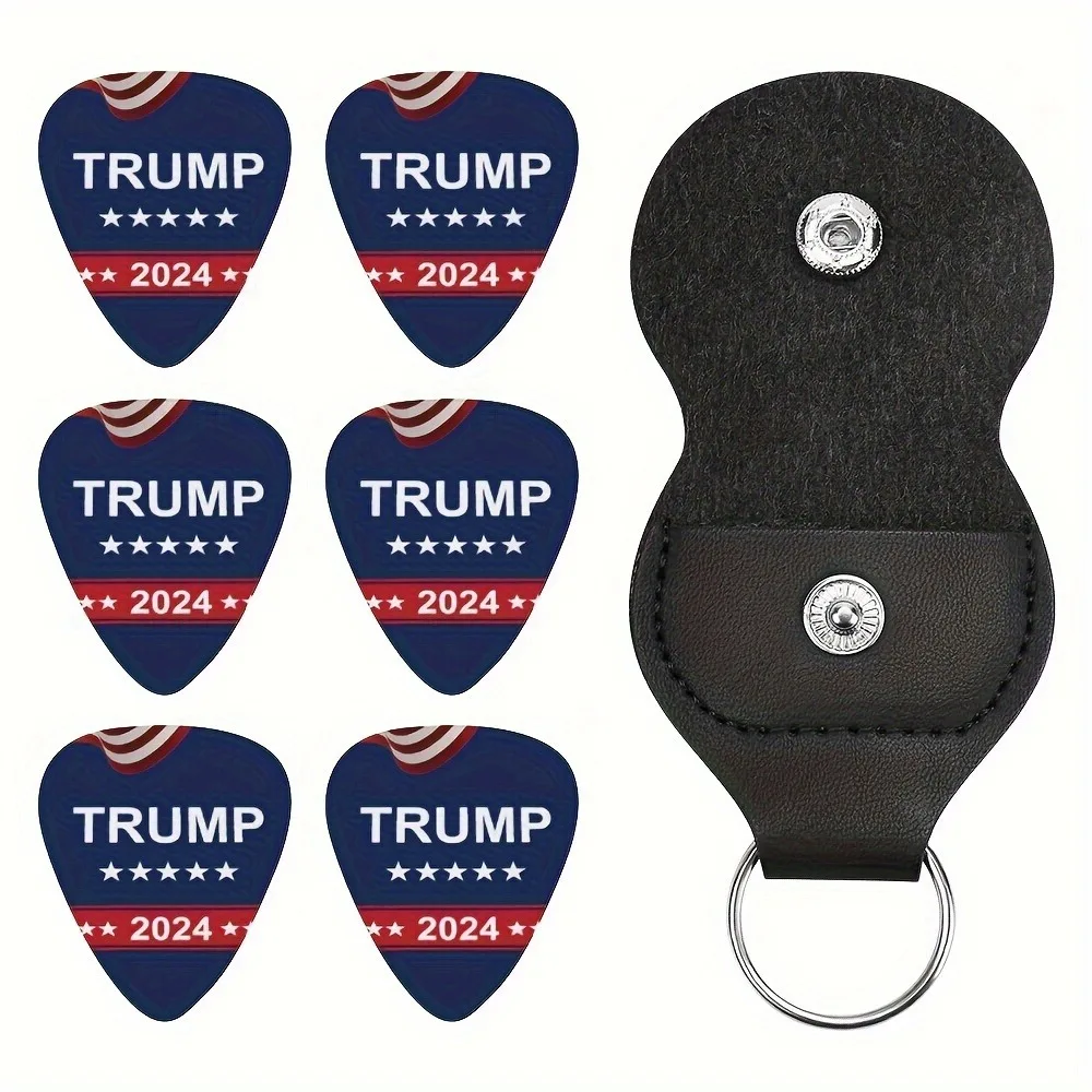 6 Pcs Original Sound Guitar Picks Double-Sided Printed Ukulele Guitar Finger Shrapnel Keychain Holster Gift For Music Lovers