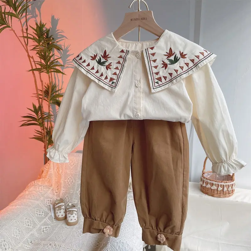 Baby Girls Spring Autumn Clothing Embroidery Tops Shirts,elegant Girl Kids Princess Tops Children Clothes