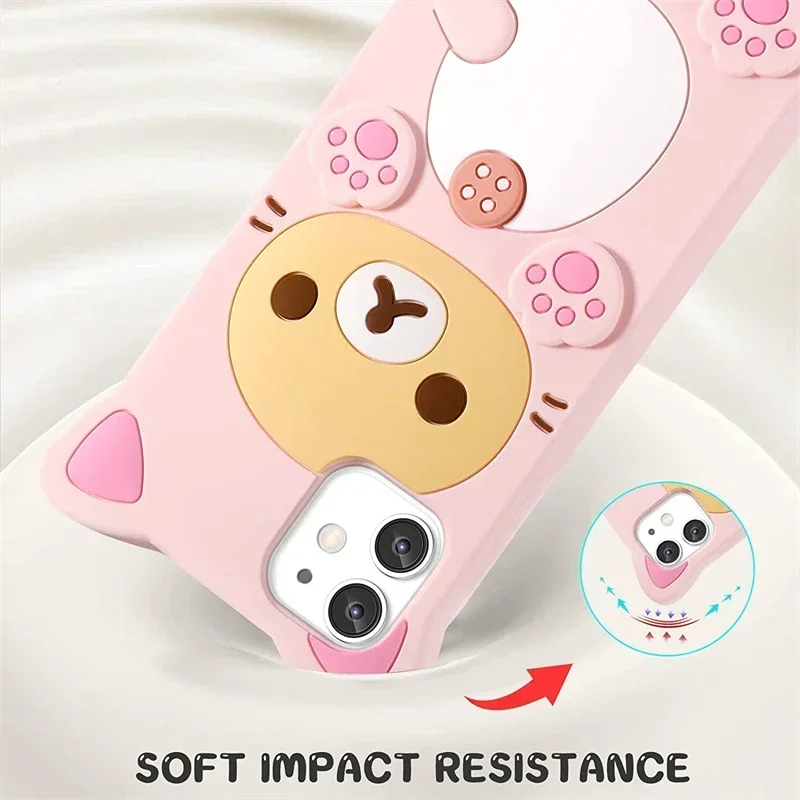 Adorable Cartoon Bear Kawaii Soft Silicone Shockproof Phone Case Cover