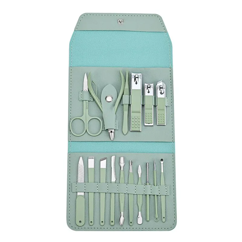Nail Cutter Set Stainless Steel Nail Clippers Set With Folding Bag Manicure Cutter Kits Scissors Beauty Tool 16pcs