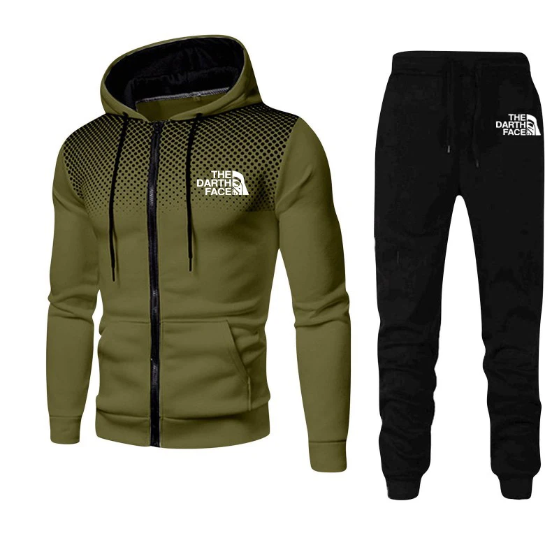 Autumn And Winter Men's Sportswear Hoodie Pant Suit Men's Outdoor Zipper Sweater Leisure Brand Quality Suit