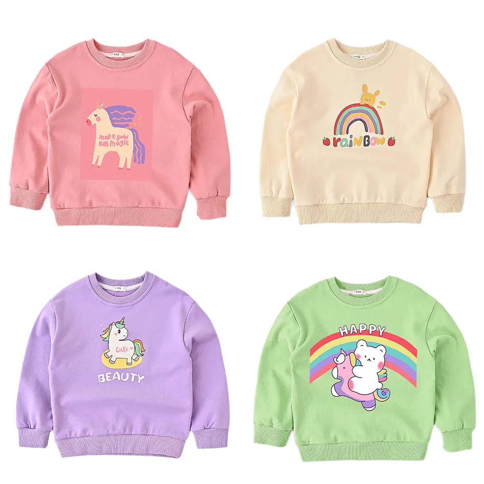 

Baby Girl Boy Sweatshirt Autumn Children Clothes Toddler Cartoon Unicorn Rainbow Print Hoodie Cute Kids Clothes 2 to 8 Years Old