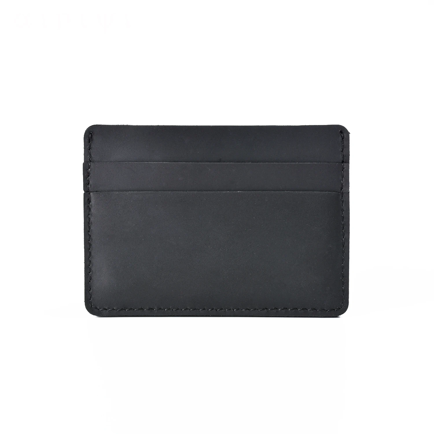 Handcrafted Vintage Unisex Mini Card Wallet-Ultra-Thin Top-Grain Cowhide/Crazy Horse Leather Slim Card Holder (Original Minima