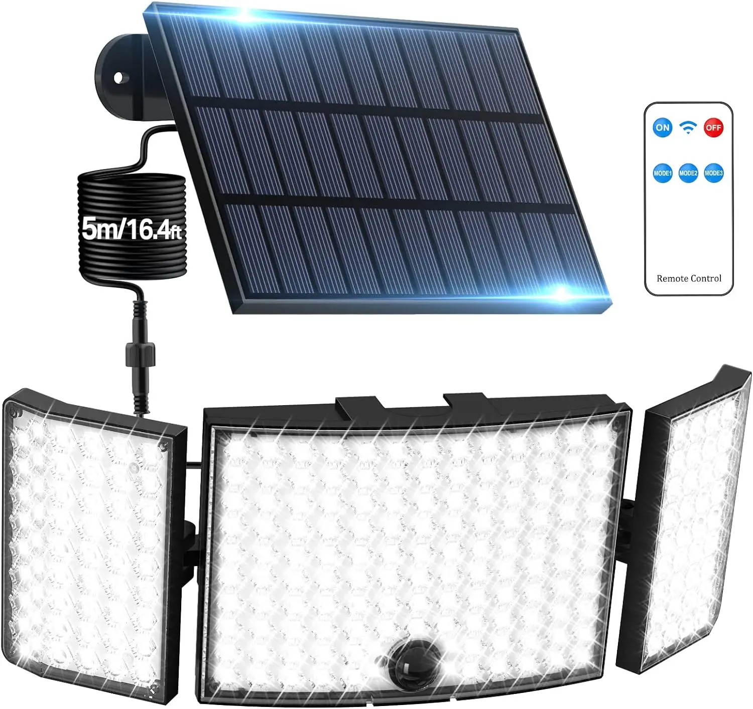 

234 LED Outdoor Solar Light 3 Lighting Mode with Motion Sensor Remote Control IP65 Waterproof for Patio Garage Security Light