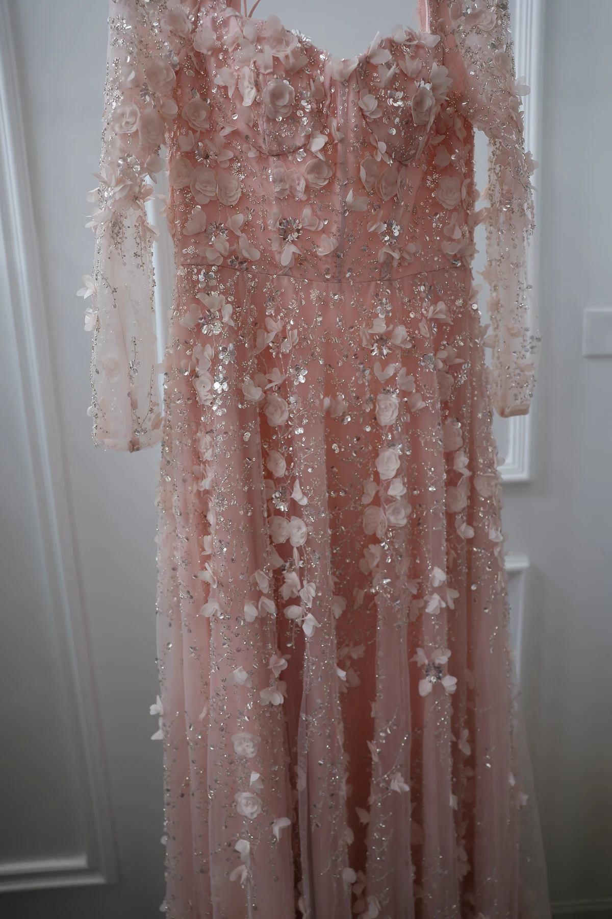 Dreamy Vow Elegant 3d Flowers Pink Luxury Dubai Evening Dress With Ove