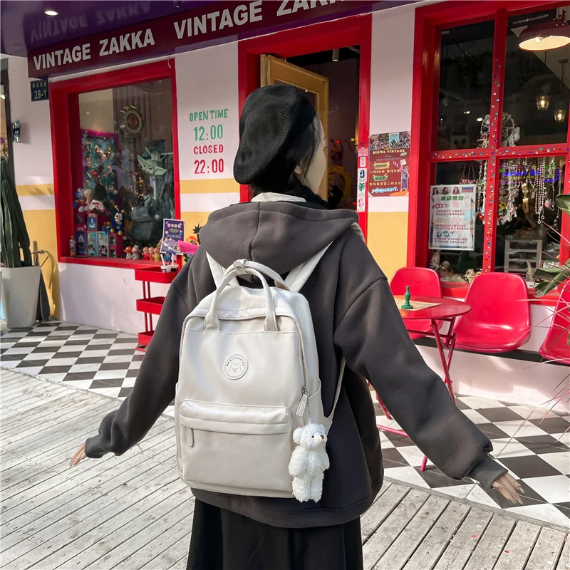 Cool Student Female Fashion Backpack Waterproof Cute Women School Bag Lady Laptop White Book Kawaii Girl College Backpack Travel