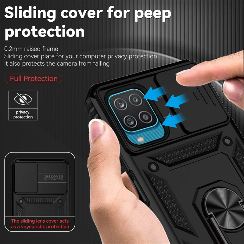 Armor Slide Camera Case with Magnet Holder Ring Cover