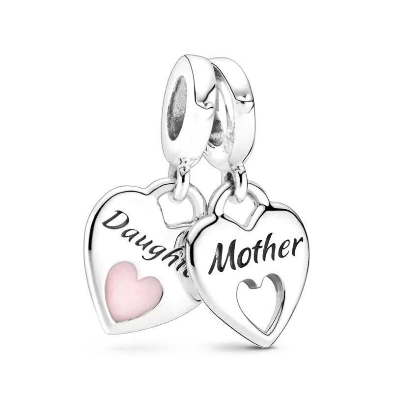Pink Series Mom Hearts Flower Crown Cupcake Charm Bead Fit Original European 925 Silver Bracelet DIY Jewelry Key Chain Accessory 2