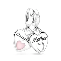 Pink Series Mom Hearts Flower Crown Cupcake Charm Bead Fit Original European 925 Silver Bracelet DIY Jewelry Key Chain Accessory 2