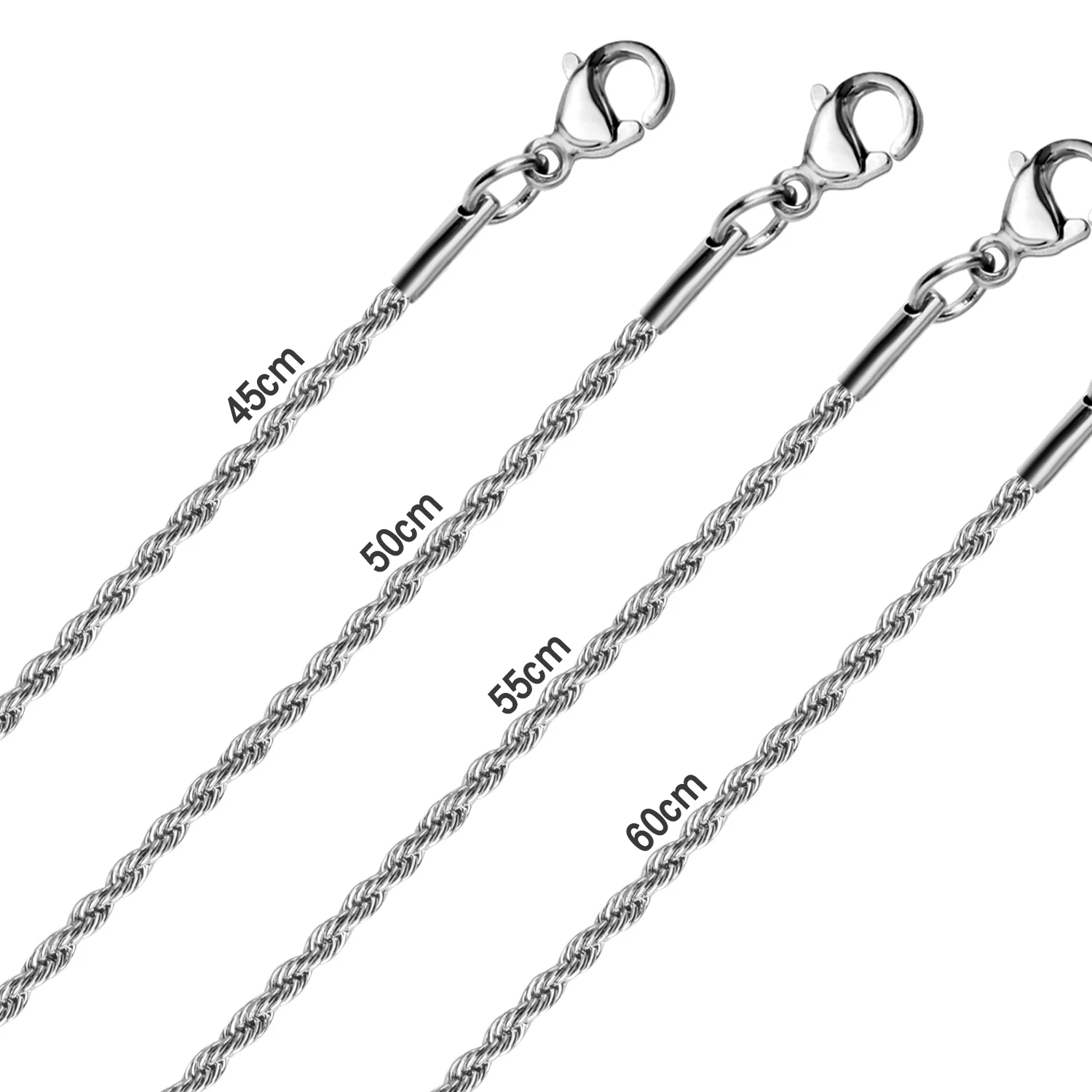 Stainless Steel Twist Rope Chain Necklaces 2mm No Fade DIY Pendants Accessories 10pcs/Lot
