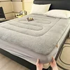 2024 padded thickened lamb wool mattress solid color warm constant temperature mattress machine washable dust protective cover 1