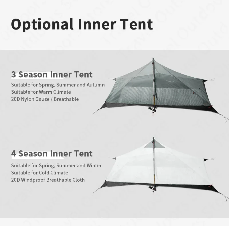 3F UL GEAR LANSHAN1 Ultraleichtes Einzelzelt für Camping, Outdoor und Wandern, 15D Nylon, 3/4-Jahreszeiten-Zelt, Wasserdicht – Detail 8