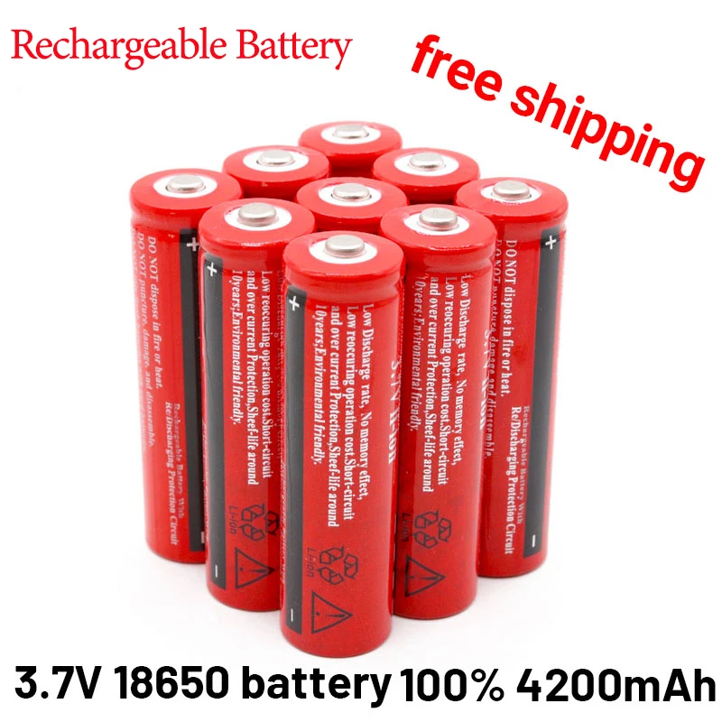 

18650Battery 100%new Original BRC18650Rechargeable 3.7VLi-ion LithiumBattery 4200mAhBatteriesfor LaserPen Calculator Screwdriver