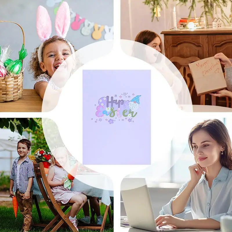 3D Easter Card 3D Greeting Card Pop Up Bunny Easter Cards Color-Printed Holiday Cards Happy Note With Envelopes For