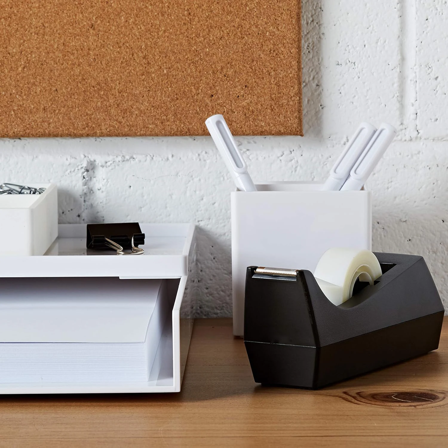 Desktop Tape Dispenser (Fits 1" Core) with Black Tape Holder,Weighted Non Slip Base, for Masking Tape,Heat Resistant Tape 6
