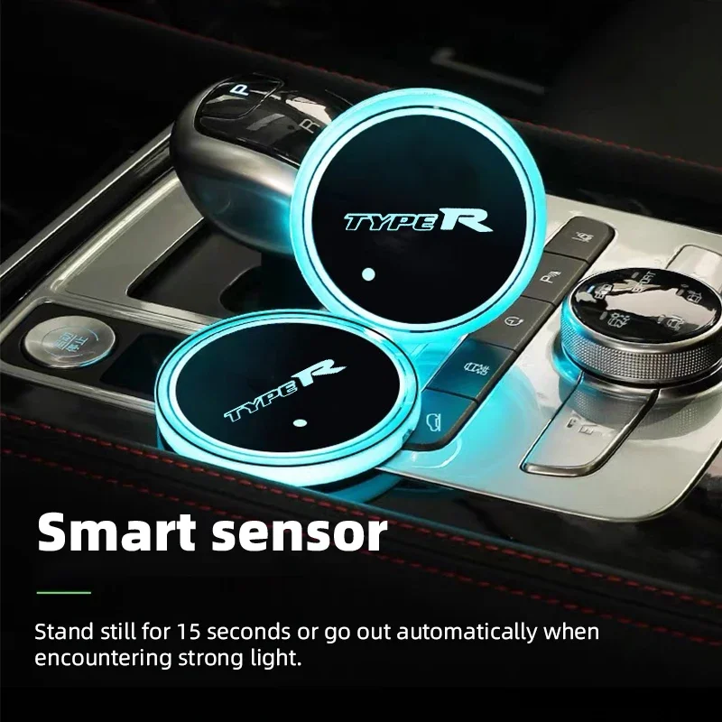 2PCS Led Car Cup Light UBS Car Atmosphere Lamp Colorful Water Coaster For Honda Accord Civic CRV HRV Pilot Fit Freed Vezel