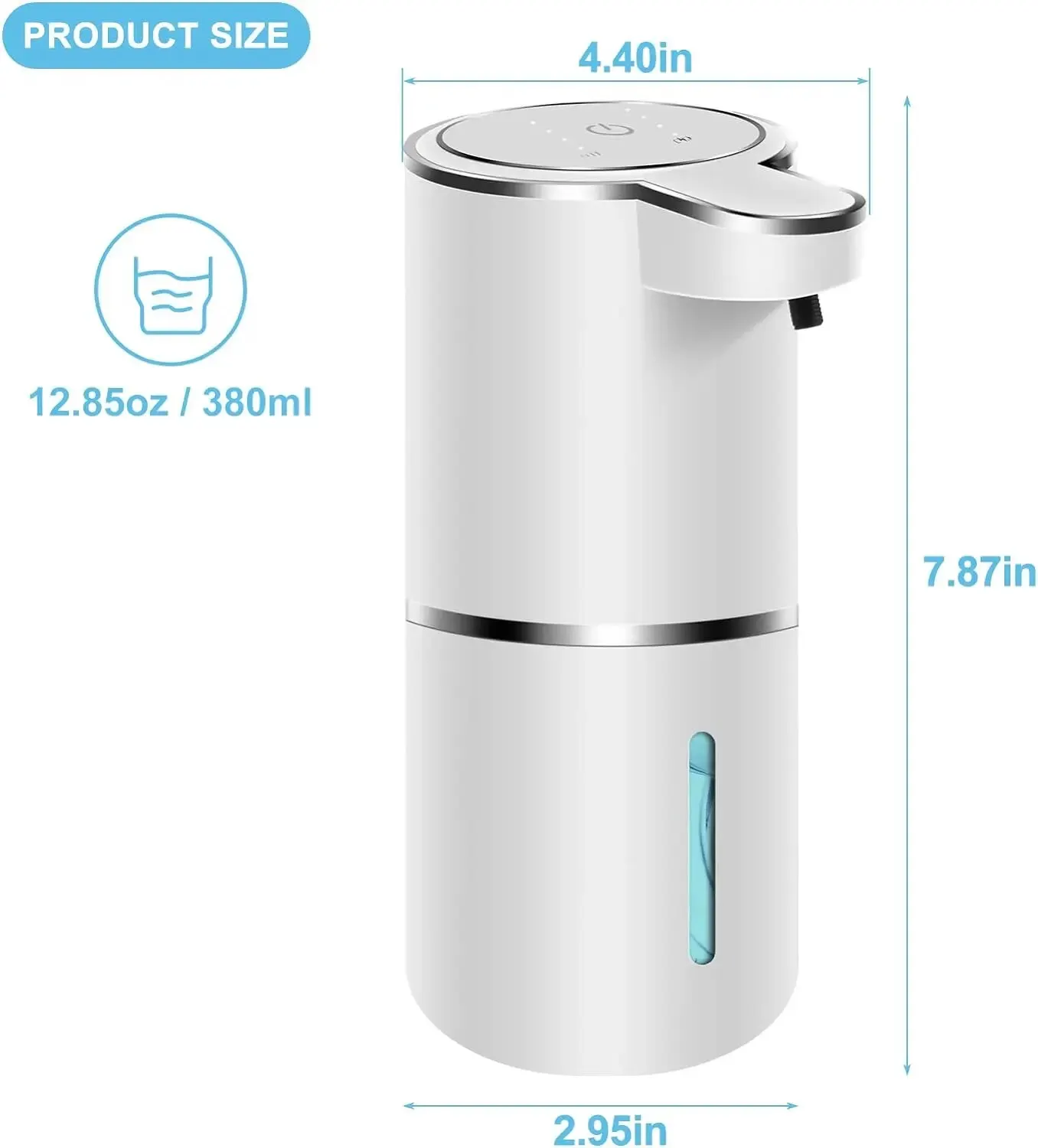 Dispenser automatico di sapone Dispenser di sapone schiumogeno senza contatto 380ml Dispenser di sapone in schiuma regolabile elettrico ricaricabile USB a 4 livelli