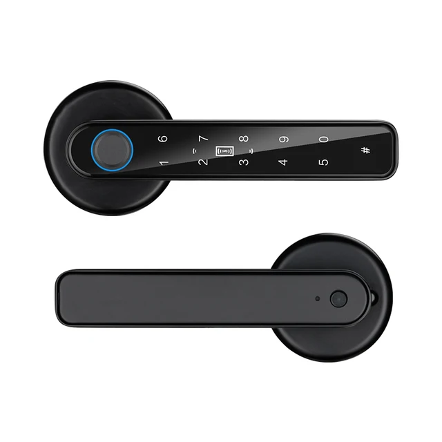 Password Handle Lock Biometric Fingerprint Password Key Unlock Anti Peeping Type-C Emergency Charge for Home Office Glass Doors 2