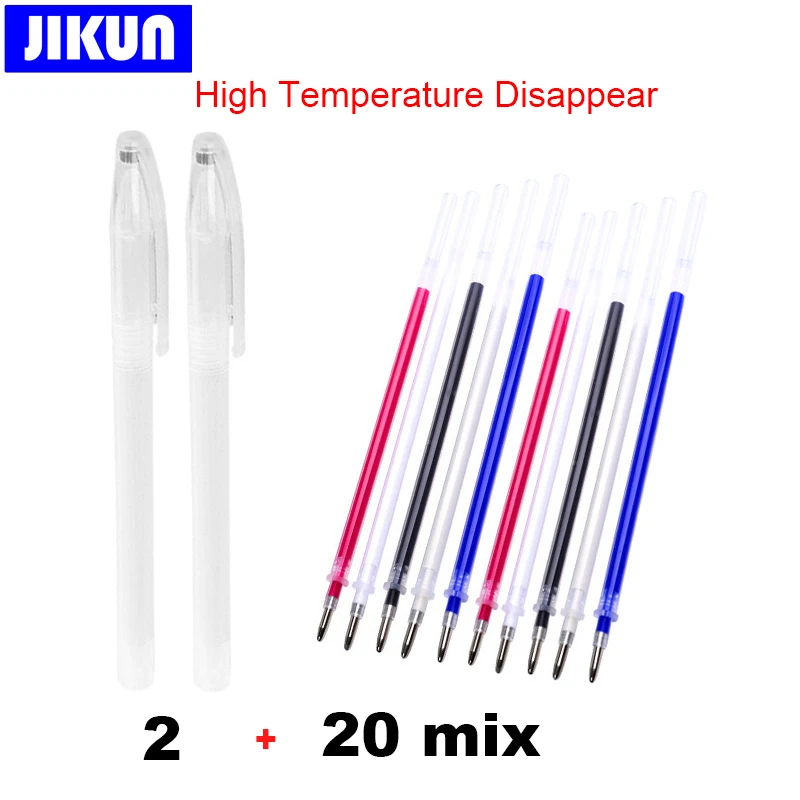 22 개/대 고온 사라지는 펜 열 지울 수있는 패브릭 펜 케이스 리필 DIY 패치..