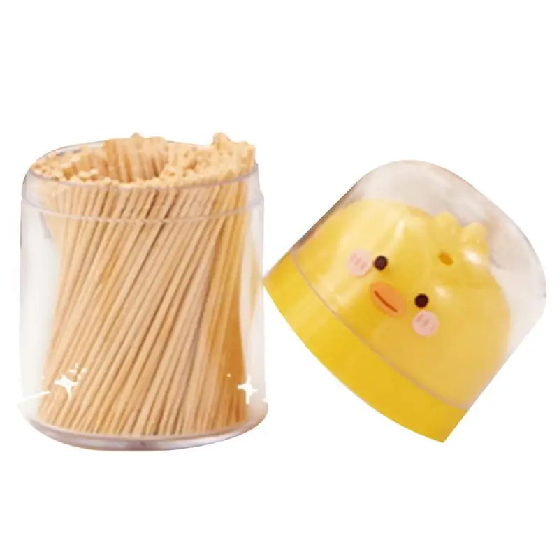 

Toothpick Holder Cartoon Cute Little Yellow Duck Household Table Decorative Toothpicks Storage Box For Table Restaurant Kitchen