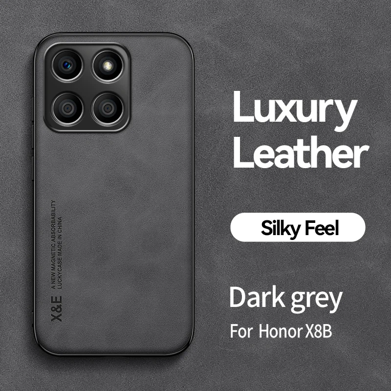 Leather Magnetic Phone Case with Built-in Metal Plate for Easy Mounting, 6.7 Soft Back Cover