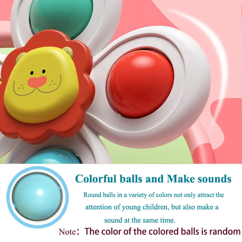3PC Set Suction Cup Spinning Cartoon Animal Spinner Toys For Kids Window High Chair Tray Bath Table Travel for Children Gift 5