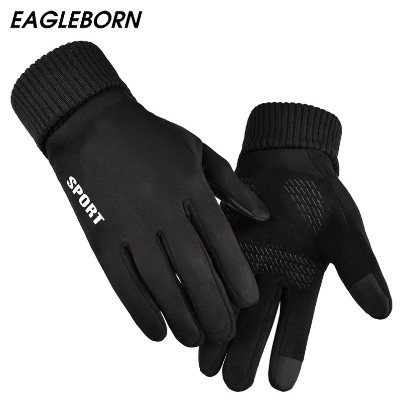 

Mens Unisex Leather Gloves Touch Screen Lined Driving Warm Gloves Winter Warm Mittens Male Outdoor Sport Finger Gloves for Men