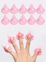 10pcs Triangle Shape Velvet Powder Puffs, Soft Makeup Blender Sponges For Face Contouring, Eyes & Corners 1