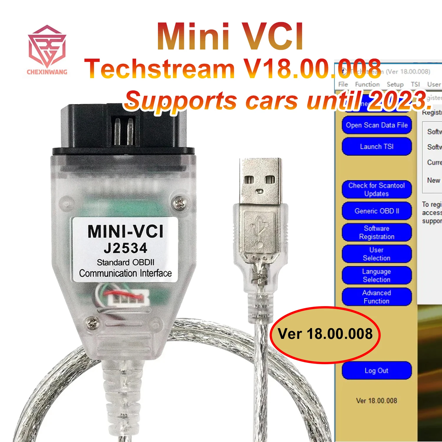 

Мини Vci для Toyota TIS Techstream V18.00.008 программное обеспечение FTDI FT232RL OBD2 Диагностический кабель до 2023 для Toyota/Lexus