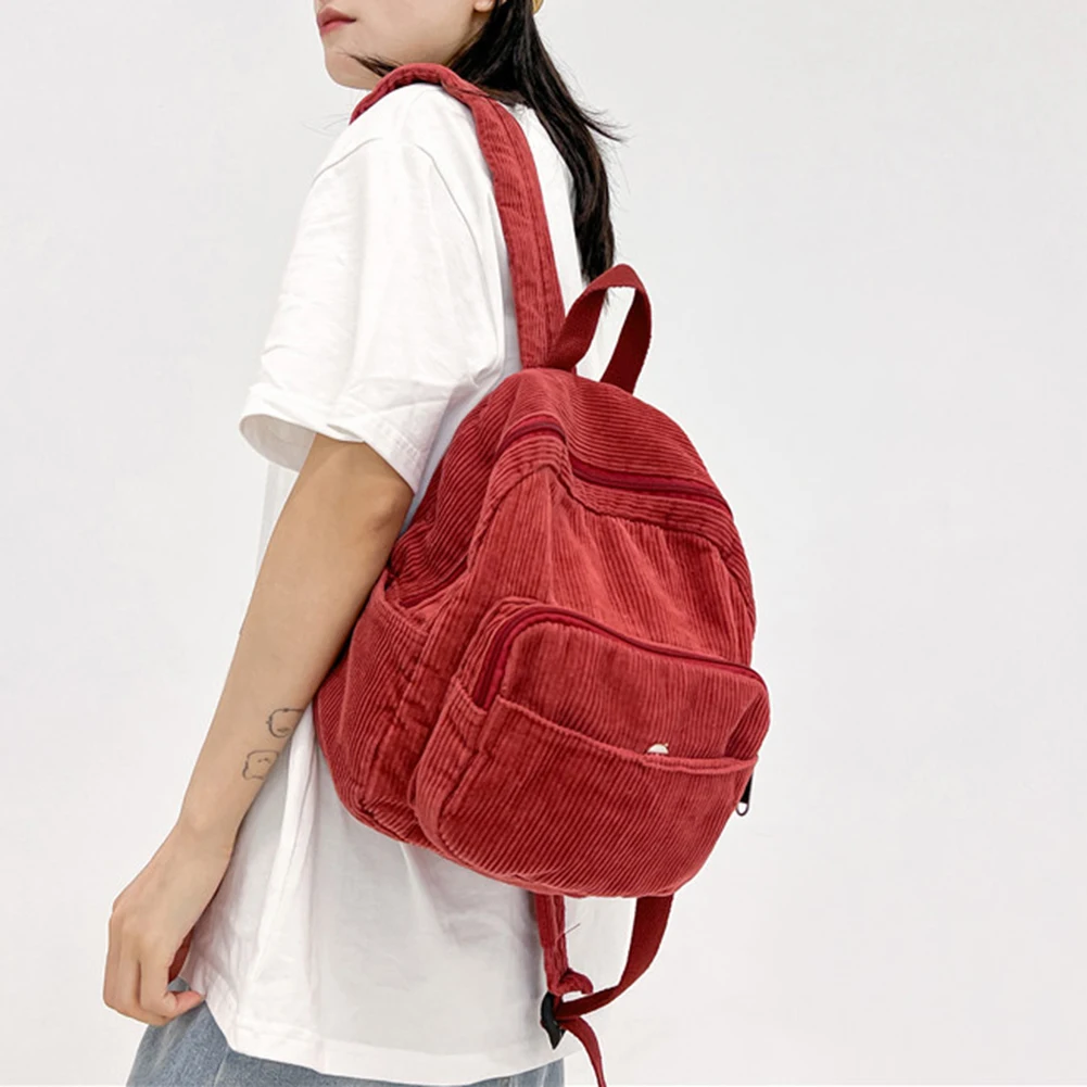 bdg mini cord backpack Backpack Pattern Bdg Corduroy Backpack Fashion Corduroy Mini Backpacks  Solid Color Small Rucksack For
