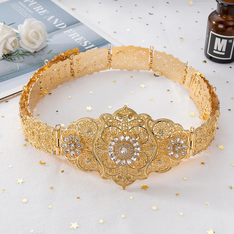 Caucasian Style Wedding Dress Crystal Belt Silver And Gold Color Metal Belly Chain For Women Body Jewelry Adjustable Length