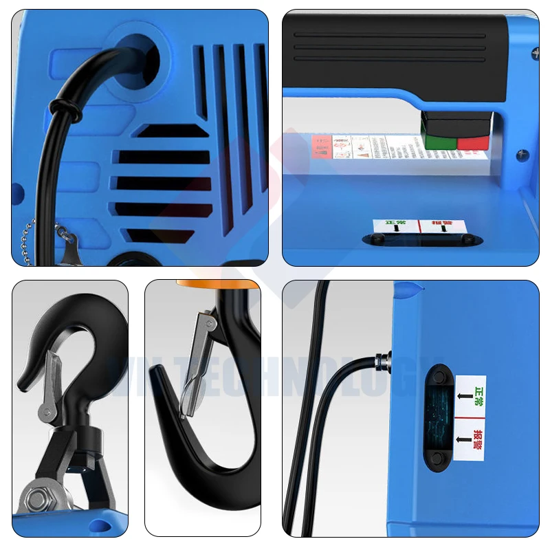 Electric Hoist Lift Portable Crane Upgrade Electric Winch with Remote Control Steel Wire Rope Lifting Hoist 100-500kg 220V