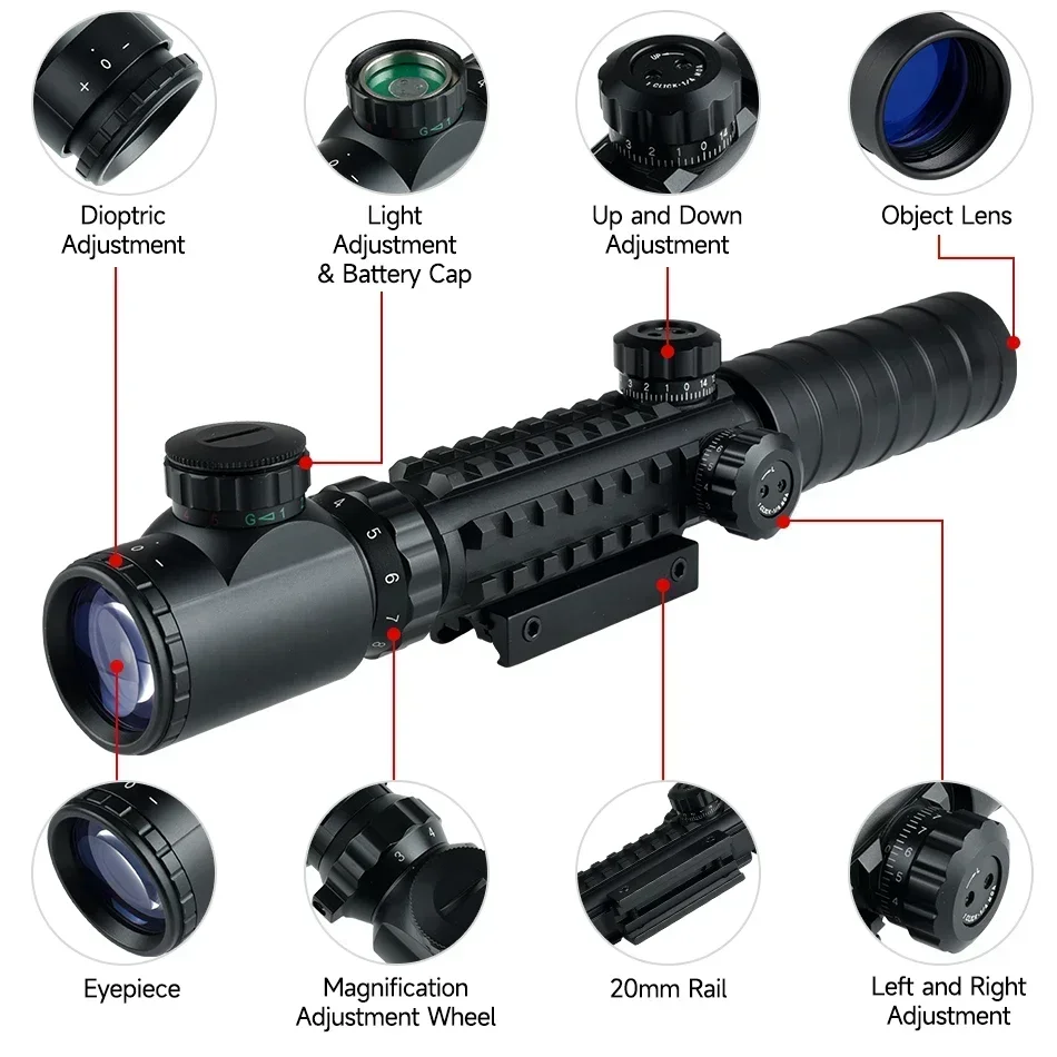 3-9x32EGC Optical Sight Riflescope with Laser Sight for Hunting