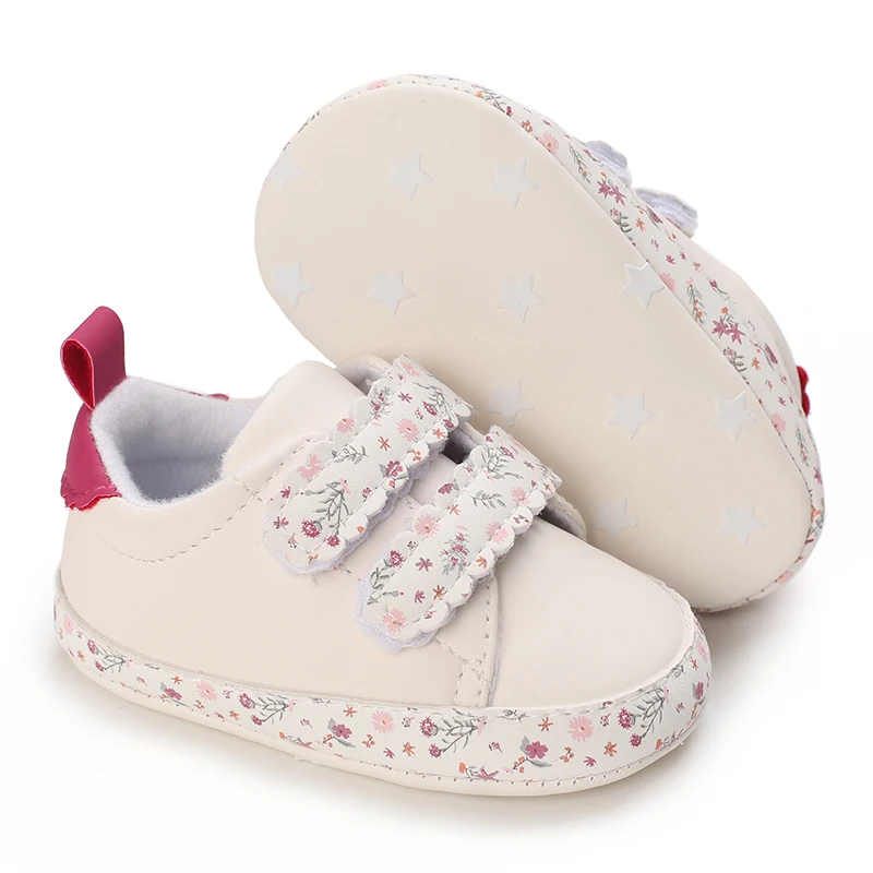 Baby Shoes Infant Pre-Walker Shoes, Floral Embroidery/ Bow Princess Sneakers, Soft Sole Casual Footwear for Baby Girls0-18M - 3