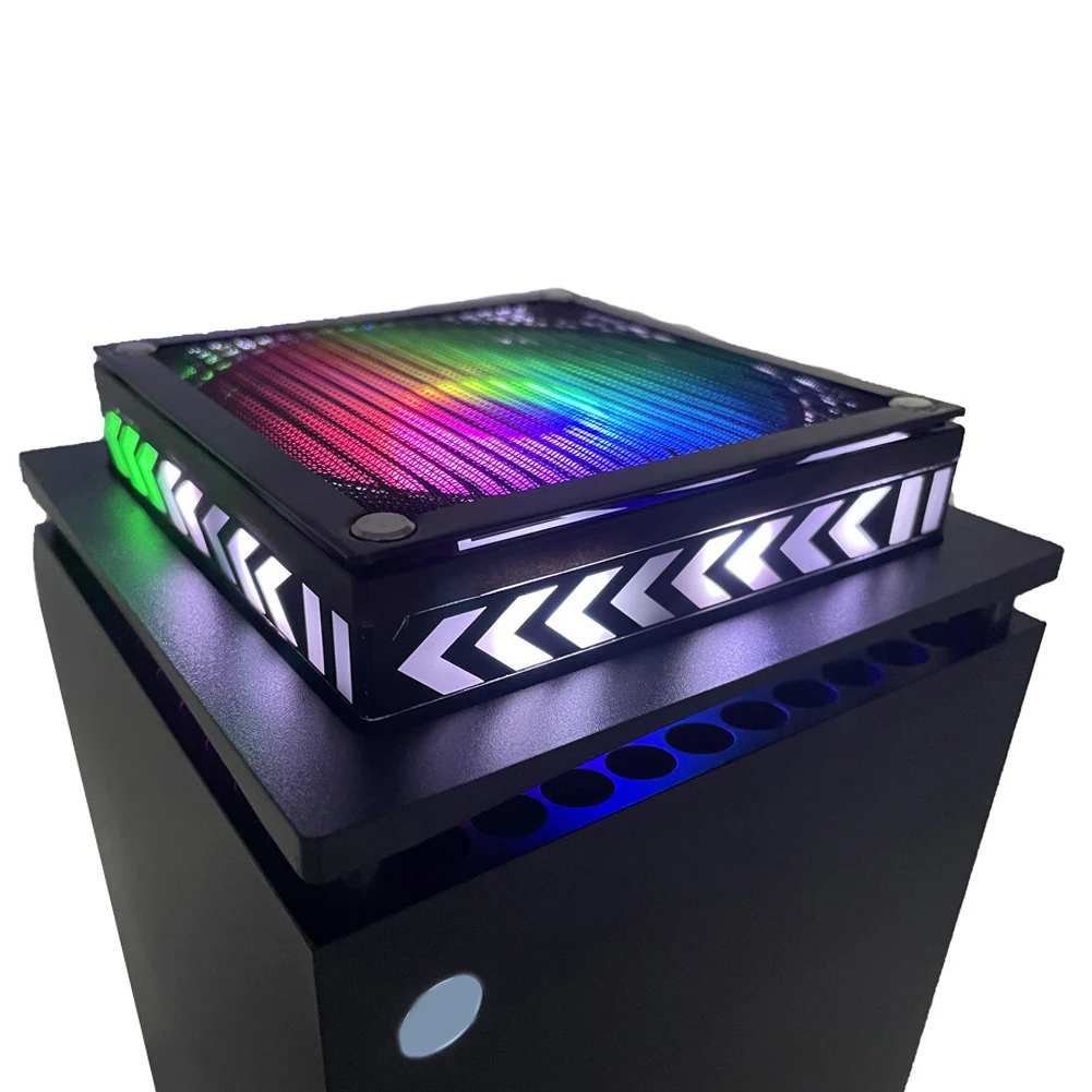 Xbox 시리즈 X 콘솔용 상단 배기 냉각 선풍기, RGB 라이트 픽업 기능, 방진 선풍기, 5V USB 전원