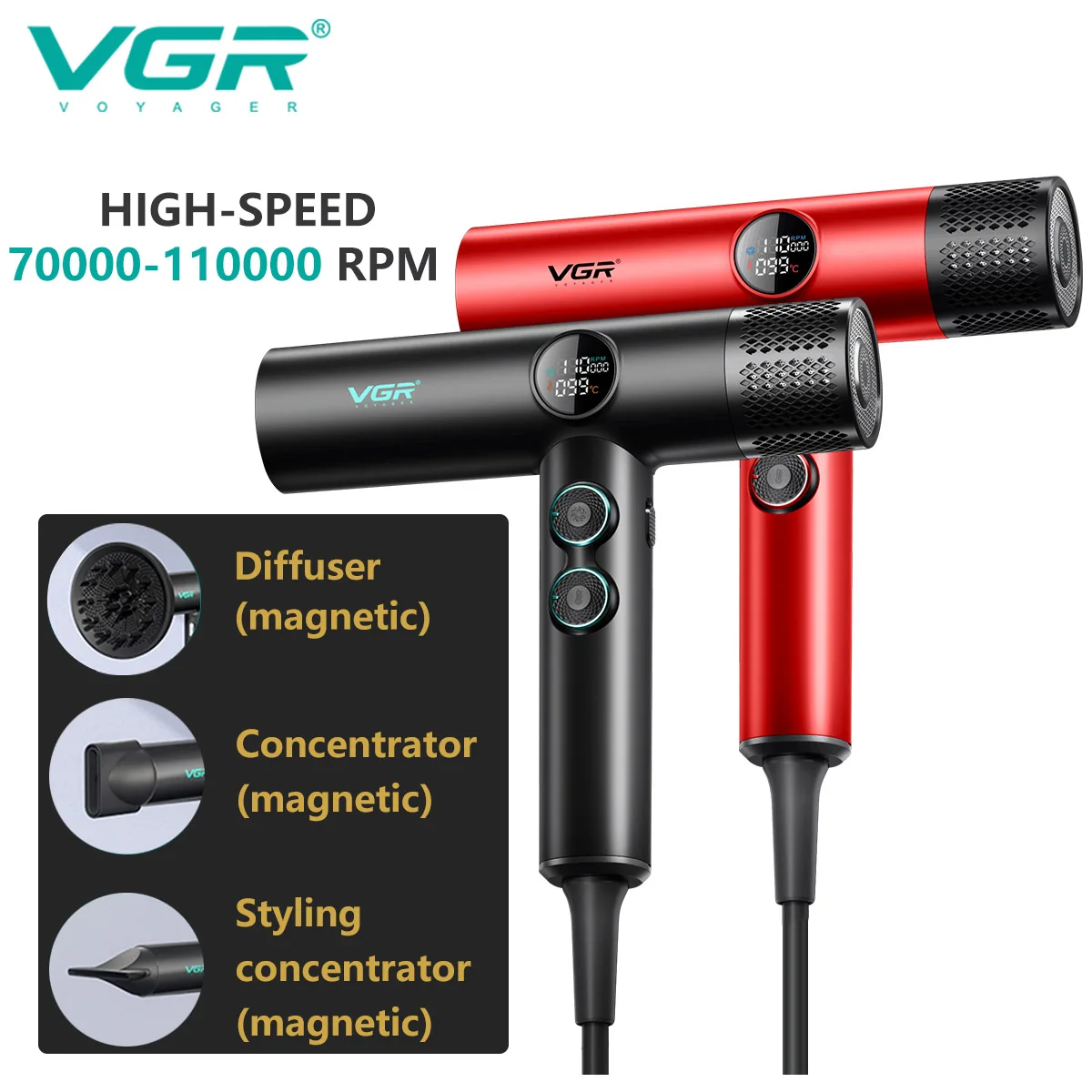 Hair Dryer Professional Hair Blower Brushless Motor 110000RPM Negative Ion Powerful V-401 hair dryer