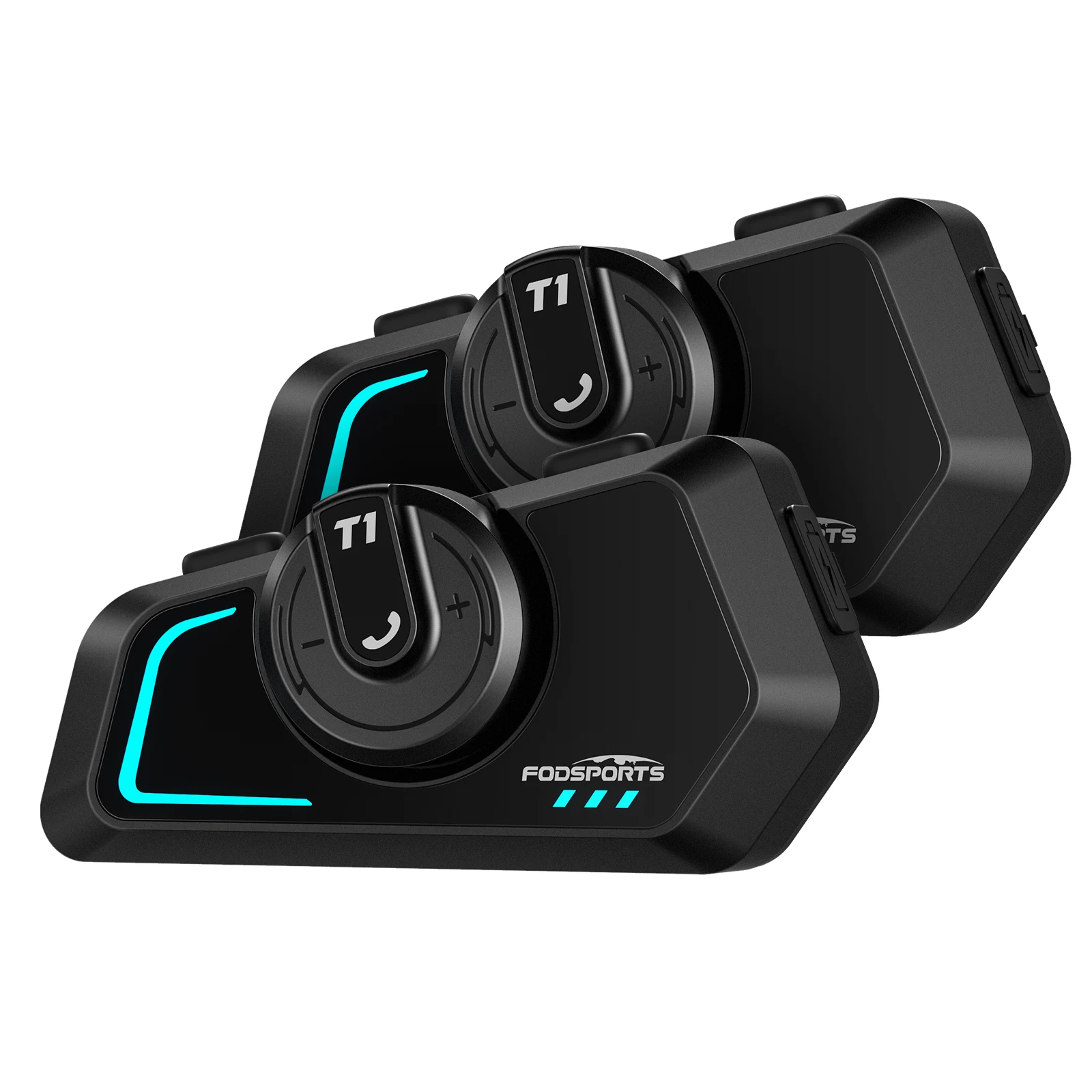 2pcs Fodsports T1 Pro Motorcycle Intercom,Bluetooth Helmet Intercom Headset,6 Riders 2000M,BT5.4