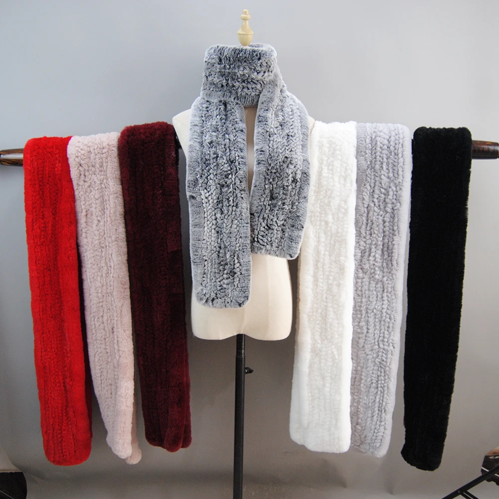 Knitted Scarf Long Style Rex Rabbit Fur Scarf Ring Scarves Mufflers for Women knitted scarves,knitted scarf