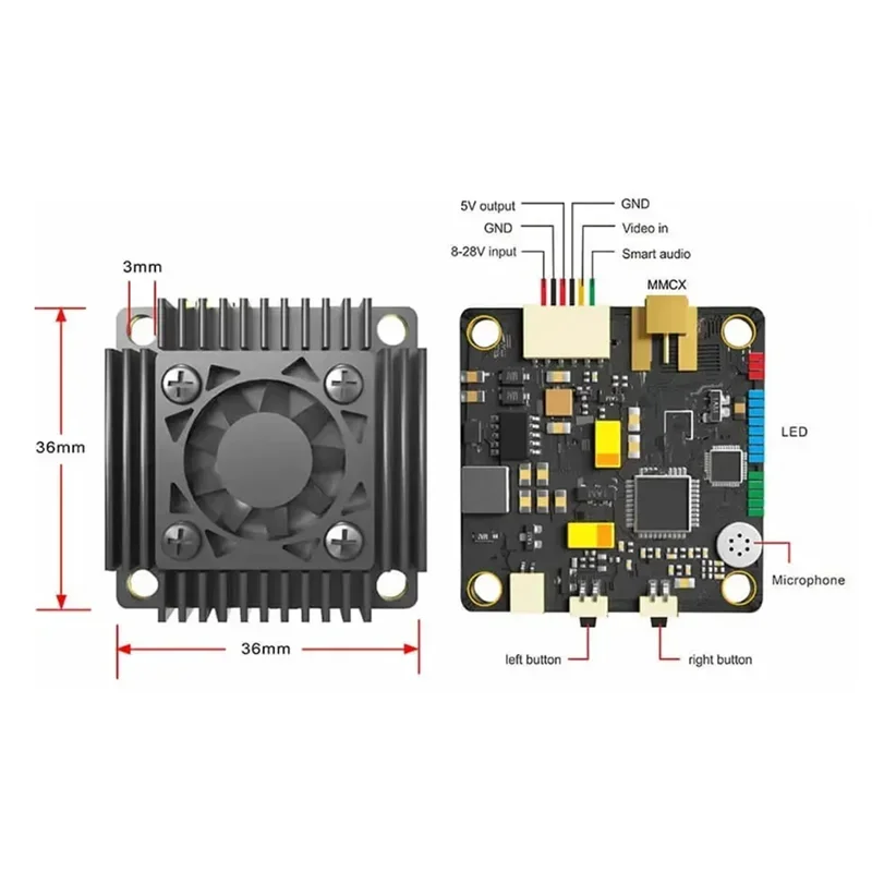 AKK TX3000AC 5.8G 3W VTX Ultra Lång Räckvidd 10km för FPV Drönare