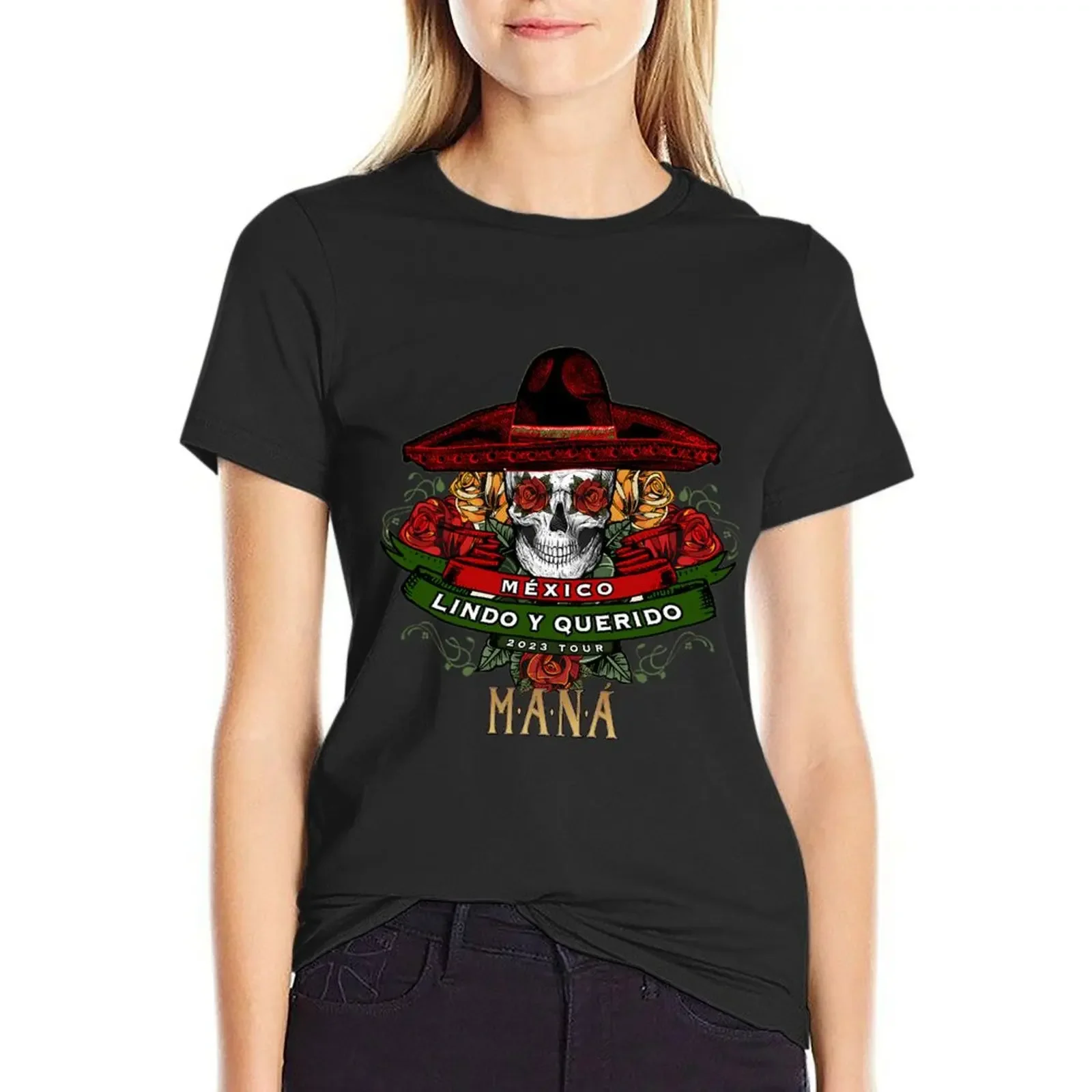 

Mana Mexico Lin do Y Querido Tour- Retro Mana Mexico Vintage Skull Mexico T-shirt tops oversized Women's summer blouses 2024