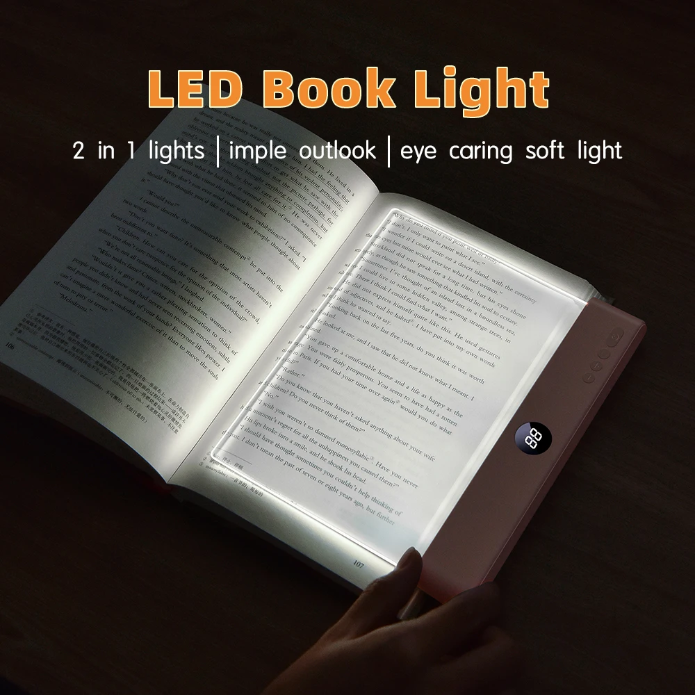 LED Book Light Night Lights 3Color Temperatures 1200mAh USB Rechargeable Reading Light With Timer Eye Protection Book Light